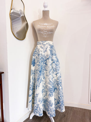 Toile de Jouy light blue tailored skirt -PREORDER