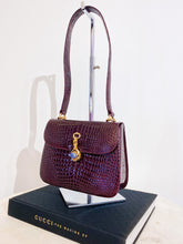 Load image into Gallery viewer, Burgundy crocodile bag