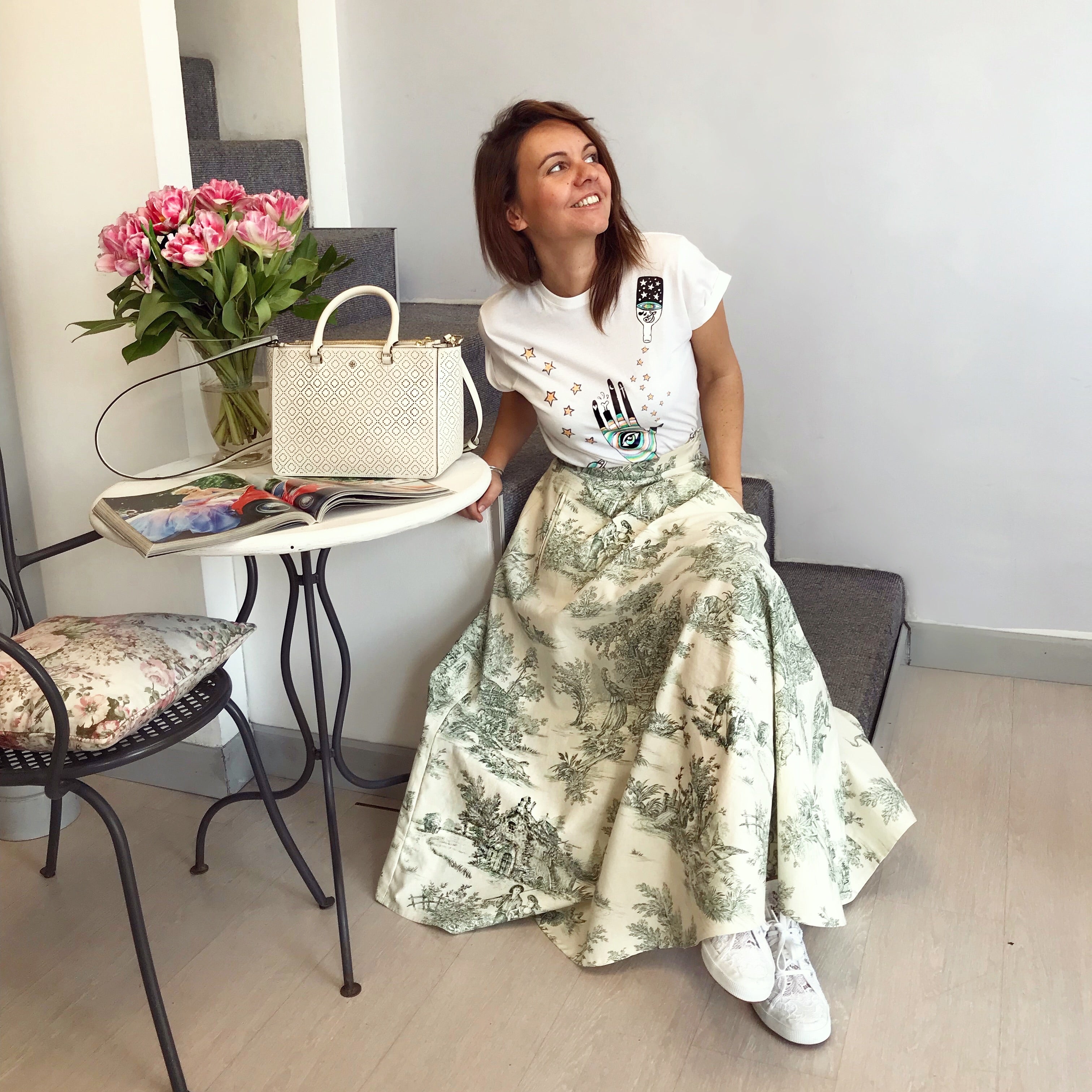 Gonna sartoriale - Toile de Jouy verde - PREORDER – Moods Milano